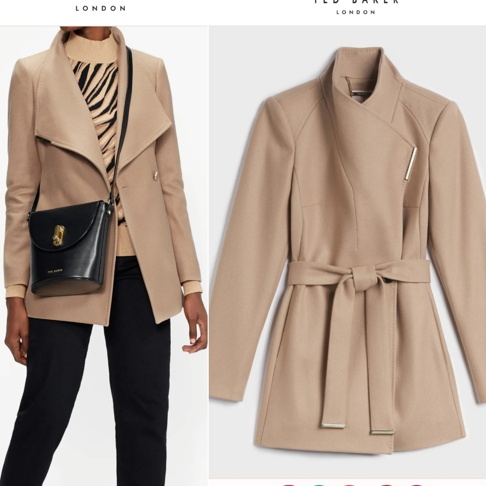 Ted Baker Wrap Camel Coat Size 0